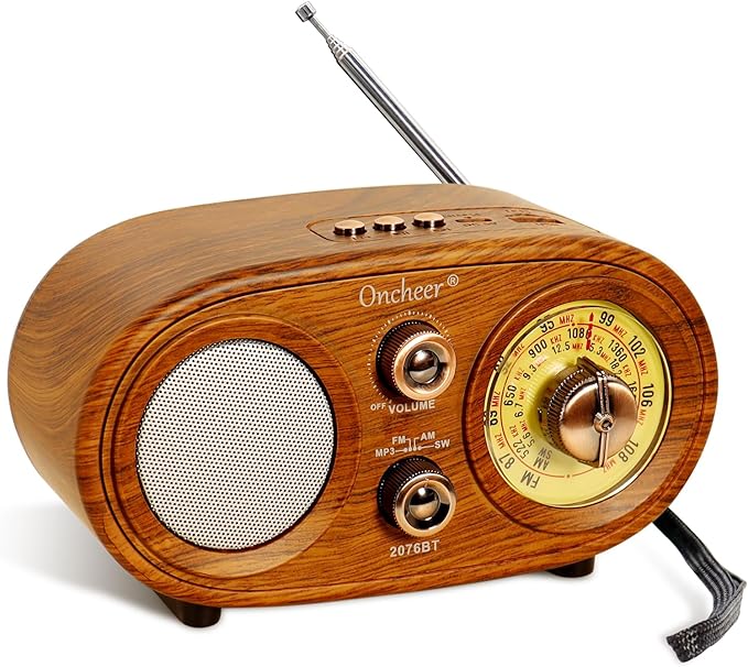 Oncheer Portable Retro Vintage Bluetooth Speaker Radio, FM/AM/SW 3 Band by OncheerDirect-Sales