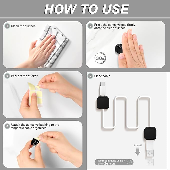 SaiTech IT Magnetic Cable Clips, Cord Organizer Holder, - Image 3