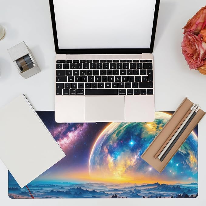 Desk Mat, Galaxy Earth Planet Desk Pad, Science Fiction Cosmic Large Gaming - Image 7