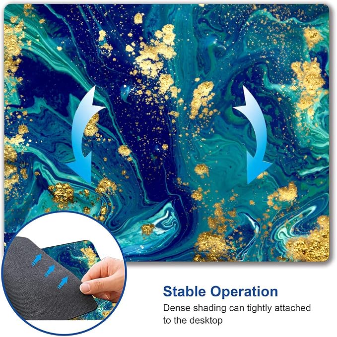 Green Blue Marble Mouse Pad, Gaming Creativity Custom Non-Slip Rubber Base Cute - Image 6
