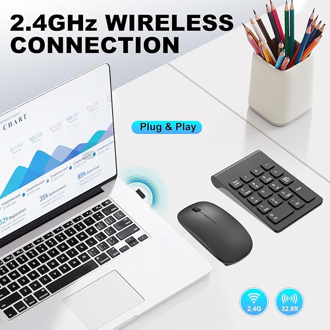 TRELC Wireless Numeric Keypad, Mini 2.4G 18 Keys Number Pad, Portable Silent - Image 3