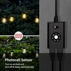 Minoston Outdoor Timer Outlet Waterproof 2 Pack, Dusk to Dawn Photocell Light - Image 3