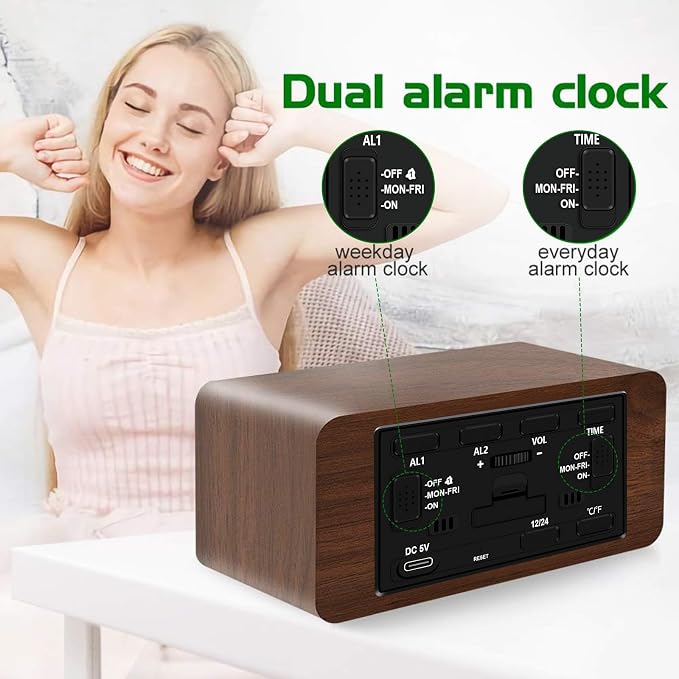 MOSITO Digital Wooden Alarm Clock - Image 4