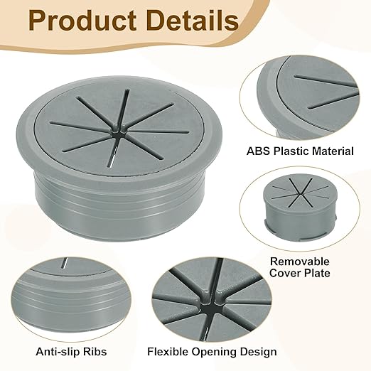uxcell 6 Pcs Desk Grommet, Fit 53mm/2.09" Plastic Cable Hole Cover Bulk Top Hat - Image 3