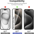 NEW'C 3 Pack Designed for iPhone 15 Pro Max Screen Protector, Enhanced Tempered - Image 2