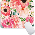 Square Mouse Pad Pink Watercolor Flower, Personalized Premium-Textured Custom by Armanza