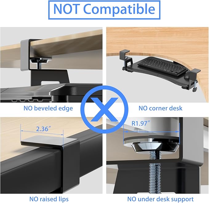 suptek Small Keyboard Tray Under Desk Pull Out - Image 5