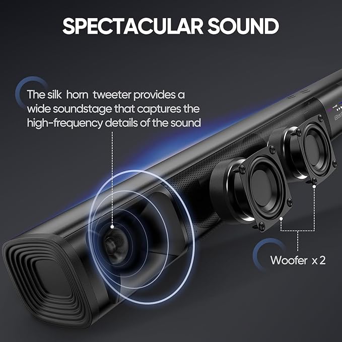 Saiyin Sound Bar for Smart TV, 31 Inches, Detachable Soundbar Home Theater - Image 3