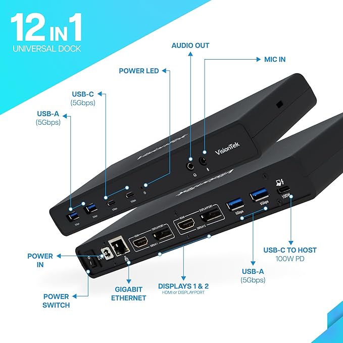 VisionTek VT4510 Universal USB Dual Monitor Docking Station - Image 4