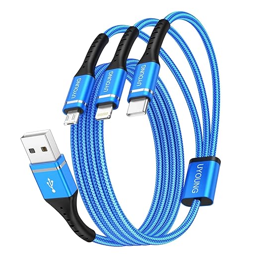 Multi Charging Cable 2Pack 4FT, 3 in 1 Charger Cable Braided Universal Phone by UYOUNG