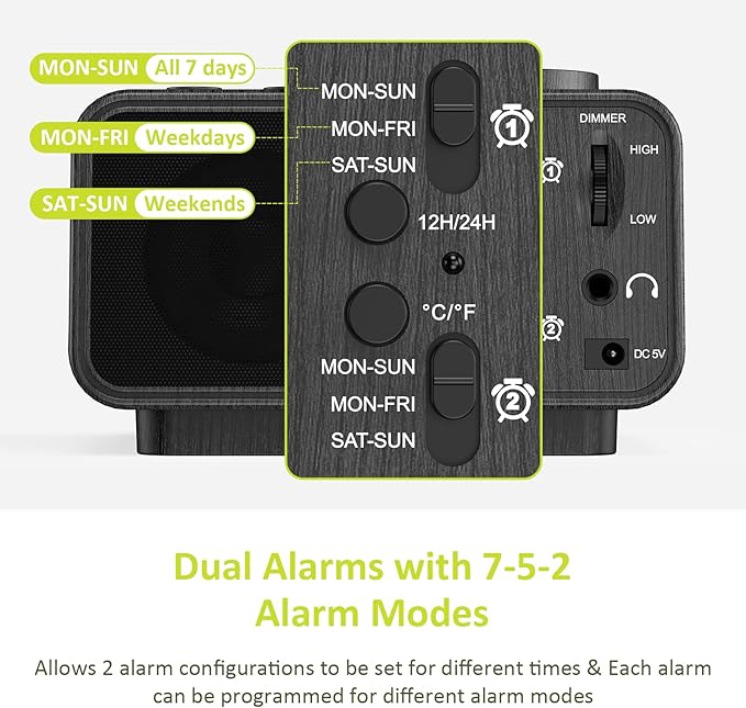 uscce Alarm Clock Radio for Bedroom - Image 3