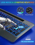 Wireless Keyboard with 7 Colored Backlit, Wrist Rest, Phone Holder, - Image 5