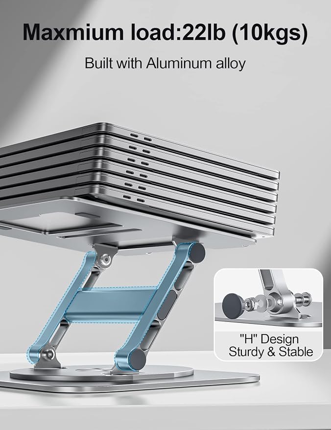 Laptop Stand, 360 Swivel Aluminum Computer Stand Ergonomic Laptop Riser - Image 5