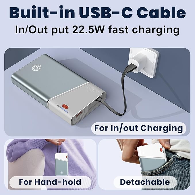 Aaoyun Portable Charger Power Bank, 20000mAh 22.5W PD Fast Charging Powerbank - Image 6