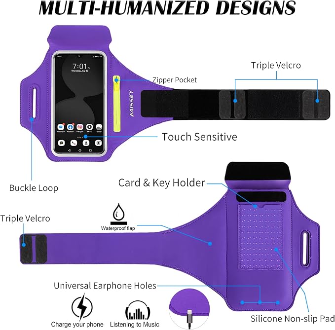 Running Armband with Earphone Bag Cell Phone Armband - Image 6