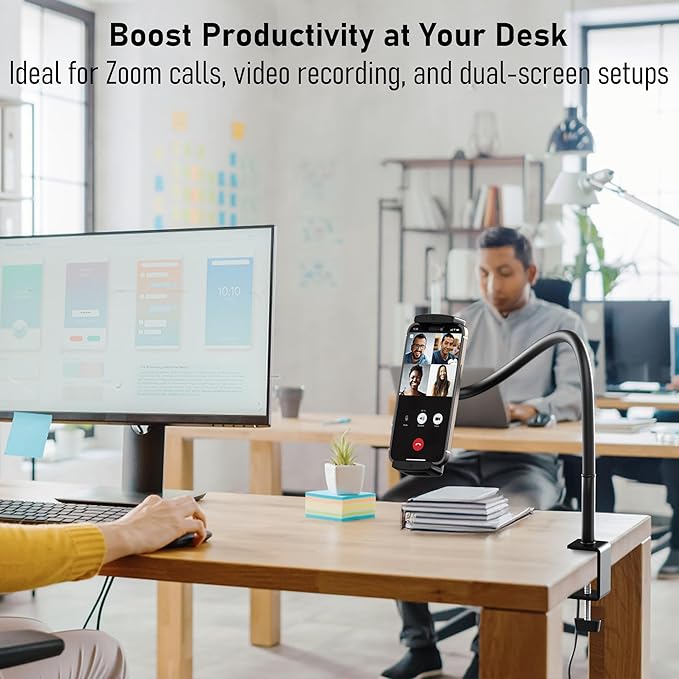 Tablet Stand for Desk, Gooseneck iPad Holder Clamp Mount, 360° Adjustable Arm - Image 7