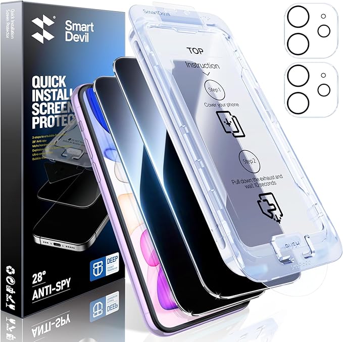 SMARTDEVIL 2+2Pack for iPhone 11 Privacy Screen Protector by SmartDevil