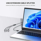 USB Splitter, 3.3FT USB A Male to 3 Female Extension Cable, USB Splitter 1 in 3 - Image 3