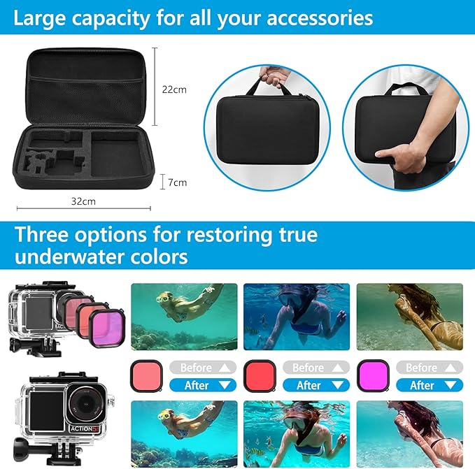 Accessories Kit for DJI Osmo Action 5 Pro/4/3 Black, SGIP Waterproof Protective - Image 7