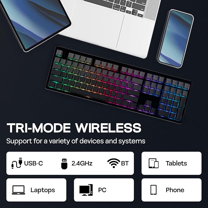 EPOMAKER TH108 Full Size Mechanical Keyboard, Wireless Gaming Keyboard - Image 3