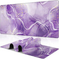 Watercolor Purple Marble Desk Mat, Large Violet Marble Texture Gaming Keyboard by NIYLYNSYN