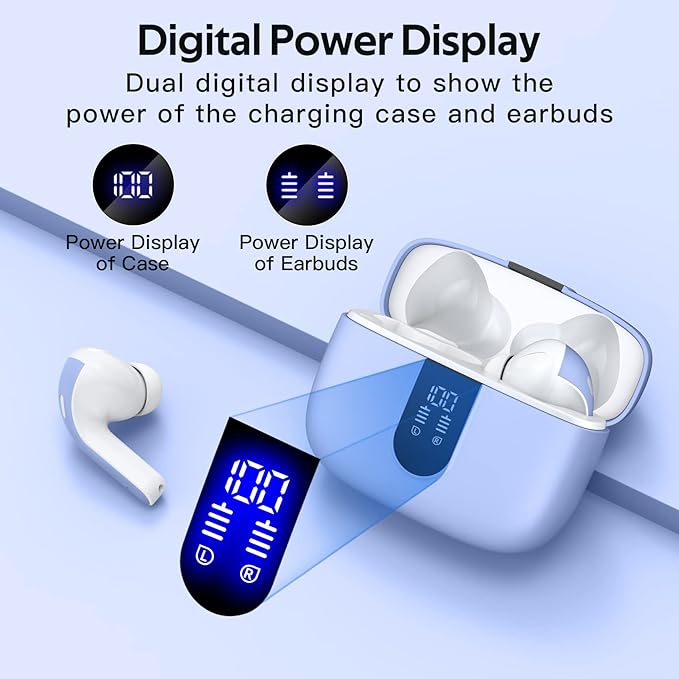 TAGRY Bluetooth Headphones True Wireless Earbuds 60H Playback LED Power Display - Image 2