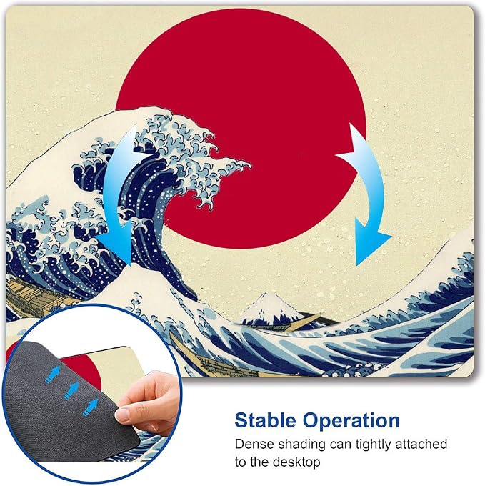 Gaming Mouse Pad, Japanese The Great Wave Off Kanagawa Mouse Pad Non-Slip - Image 6
