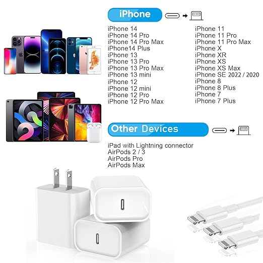 Fast iPhone 14 Charger 3Pack, 10FT USB C to Lightning Charging Cord - Image 3