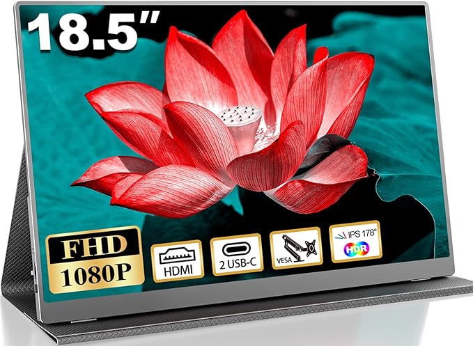 18.5 Inch Portable Monitor for Laptop, FHD 1080P 100% sRGB Travel Monitors for by CUIUIC