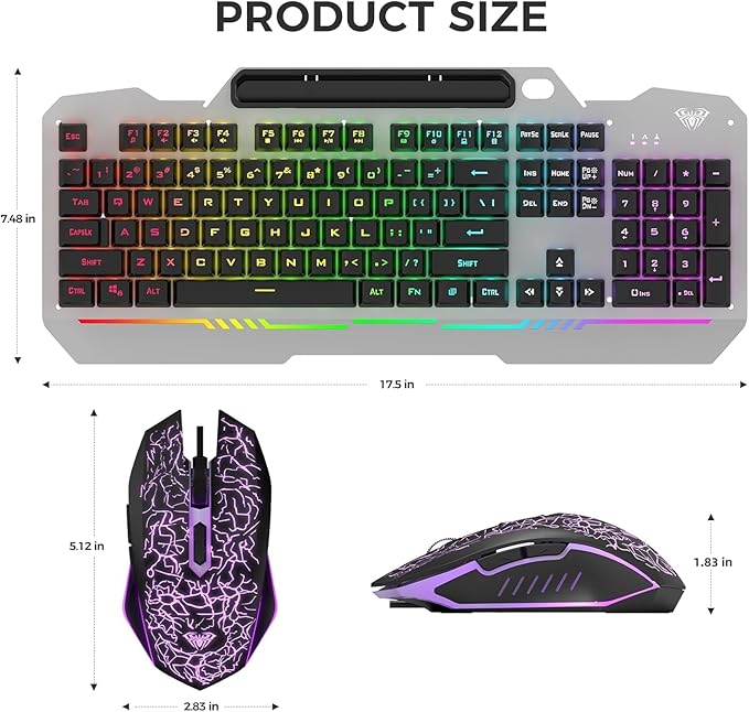 AULA Keyboard, T102 104 Keys Gaming Keyboard and Mouse Combo - Image 9