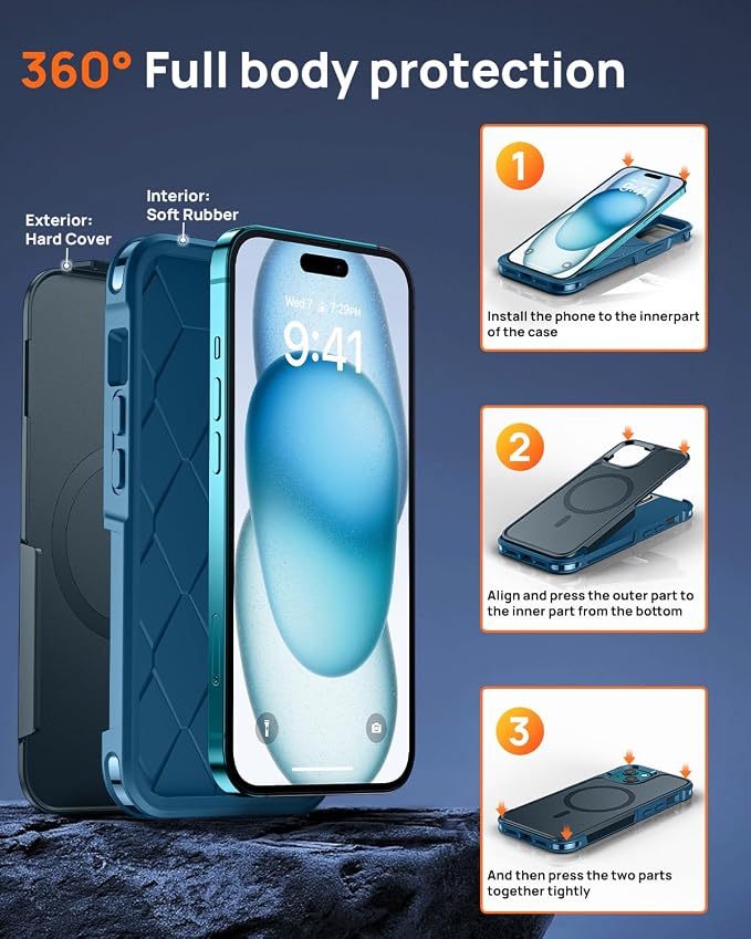 Lanhiem for iPhone 15 Case Magnetic, Heavy Duty Tough Rugged Phone Cover for - Image 6