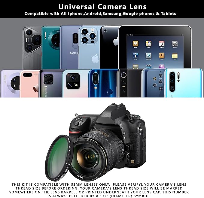 52MM Clip-on Variable ND2-32 Phone Lens Filter Kit, Ultra Slim Multi-Coated - Image 5