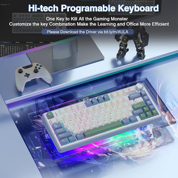 AULA F75 75% Wireless Mechanical Keyboard, Hot Swappable Creamy Keyboard - Image 6