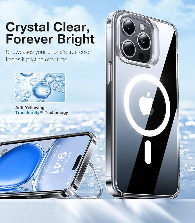 TORRAS Magnetic Kickstand for iPhone 15 Pro Case, Dual Camera Protection - Image 7