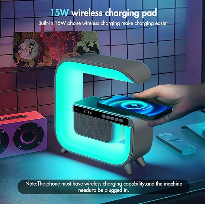 Table Lamp with Hi-Fi Bluetooth Speaker, Bedside LED Lamp with Up to 15W Qi - Image 4