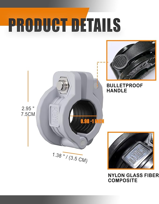 MAXRICH T Barbell Clamp 1 inch Multiple Sizes & Adjustable Weight Clips - Image 5