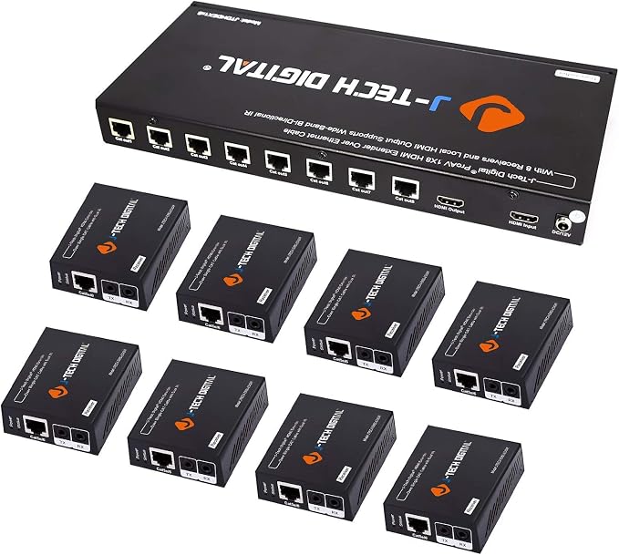 J-Tech Digital JTDHDEX1x8 ProAV Premium Quality 1X8 HDMI Extender/HDMI by J-TechDigital