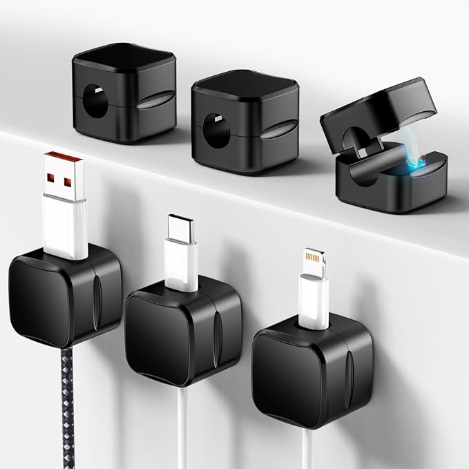 SaiTech IT Pack of 6 Magnetic Cable Clips, Cord Organizer Holder, by SaiTechIT