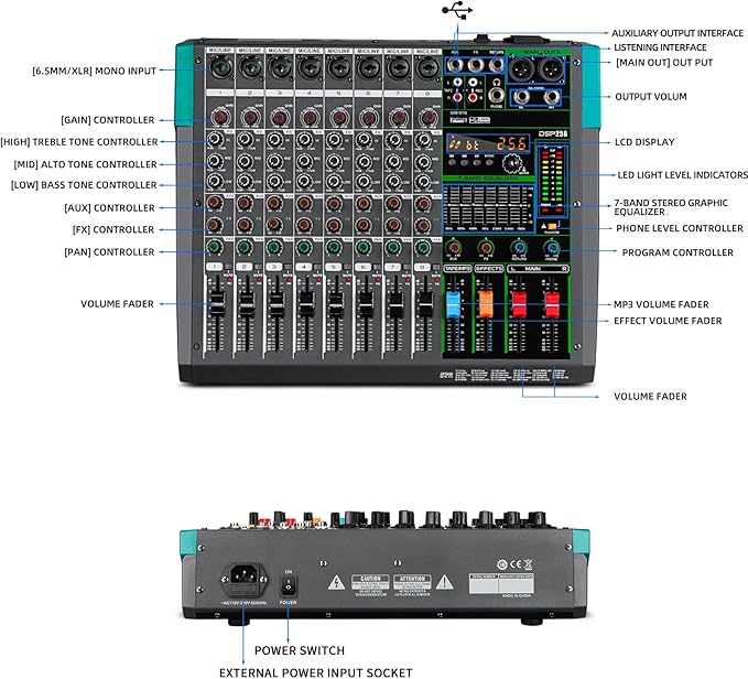 Depusheng PA8 Professional Audio Mixer Sound Board Console Desk System - Image 9