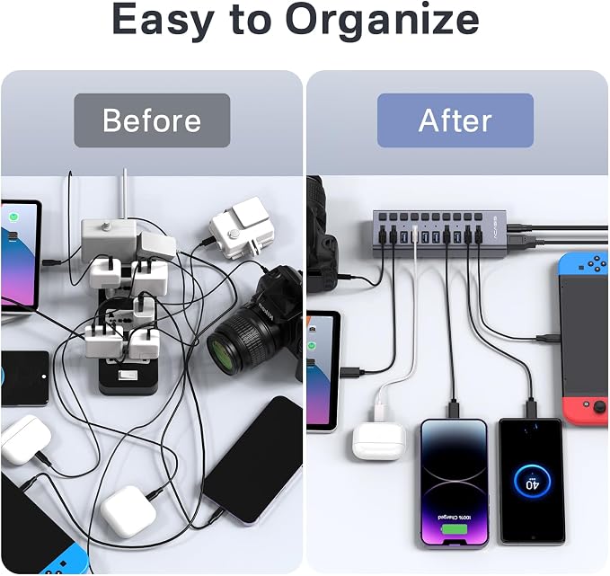 ACASIS Powered USB Hub, 10 Ports USB 3.1 Hub - Image 5