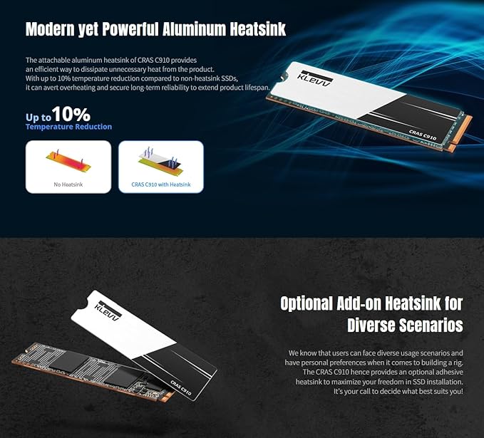 KLEVV CRAS C910 500GB M.2 2280 NVMe PCIe Gen4x4 Laptop & Desktop Internal SSD - Image 4