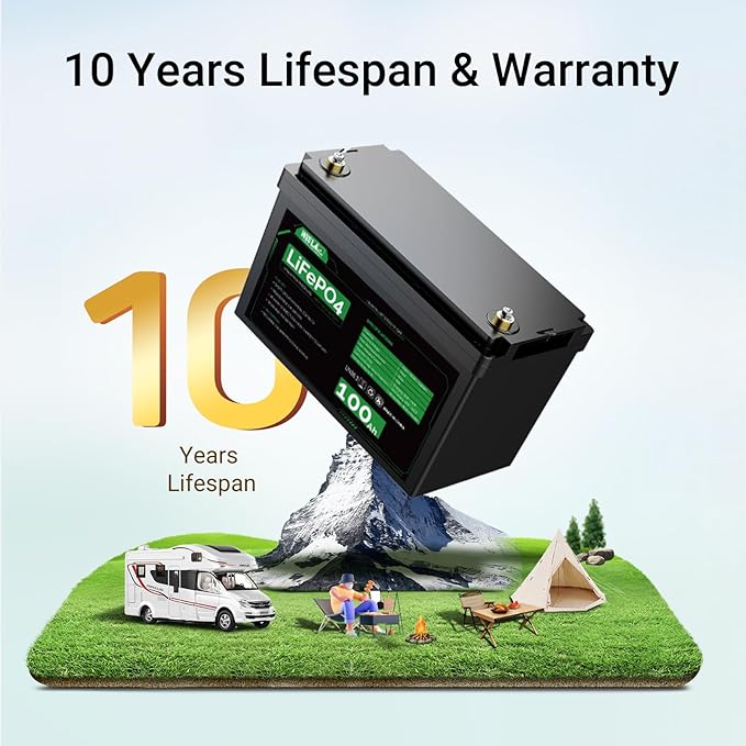 HQST LiFePO4 Battery 100ah Lithium Battery, 12V Lithium Iron Phosphate Battery - Image 2