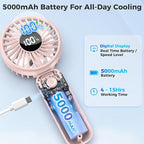 Portable Handheld Fan, 5000mAh Rechargeable Battery, Max 15H Cooling, 4 Speeds - Image 4