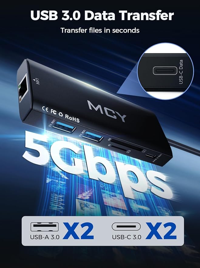 MCY USB C Hub, Laptop Docking Station Dual Monitor Single 8K, 10 in 1 Type-C - Image 5