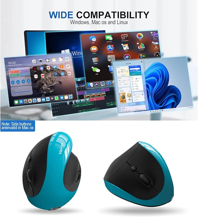 Vassink Ergonomic Mouse, Rechargeable Wireless Mouse Right Handed Small Mouse - Image 5