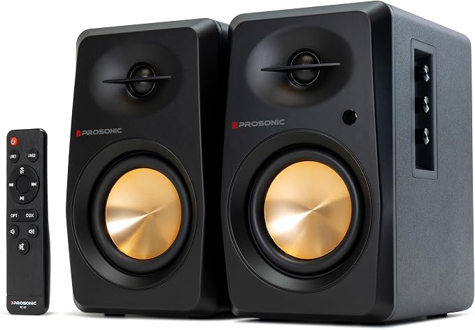 Prosonic BT30 Active Powered Bluetooth Bookshelf Speakers, Studio Monitor by P+Prosonic