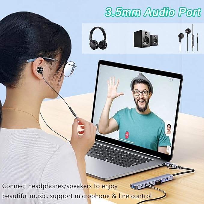 USB C Hub USB Hub 3.0, VIENON Aluminum 8 in 1 USB Splitter - Image 5
