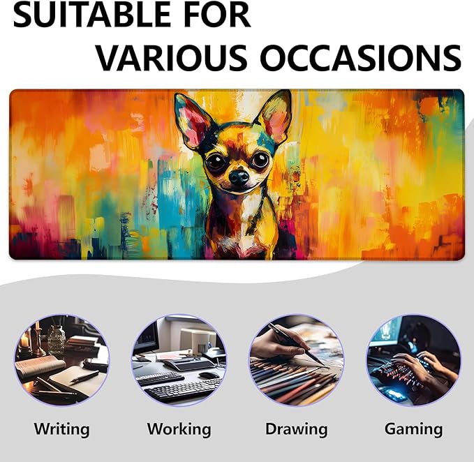 Colorful Chihuahua Large Mouse Pad, Gaming Mouse Pad, Keyboard Mat, Non-Slip - Image 2