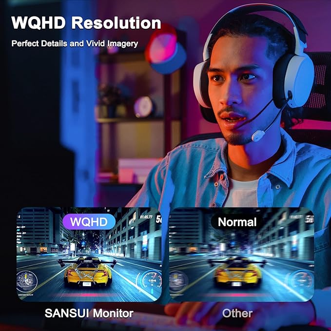 SANSUI 27 Inch WQHD 2560 x 1440 IPS Gaming Monitor, 180Hz 1ms Computer Monitor - Image 3