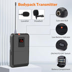 200-Channel Wireless Microphone, Wireless Lavalier Microphone Dual UHF Bodypack - Image 3